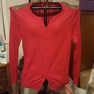 Merona cardigan, red with sequins